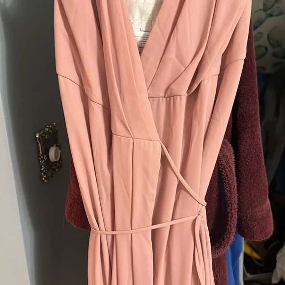 Davids bridal georgette wrap bridesmaid dress in ballet - Picture 5 of 8